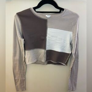Patchwork Long Sleeve Crop Top from Garage